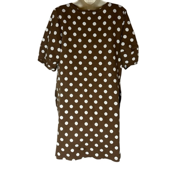 Uncle Frank Brown and White Puff Sleeve Midi Dress - Picture 2 of 8